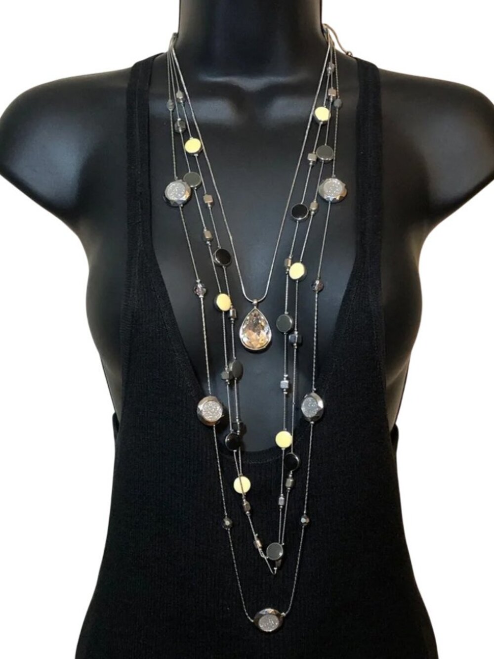 Charming Charlie Layered Look Long Chain Station Necklaces Bundle 3 Silver